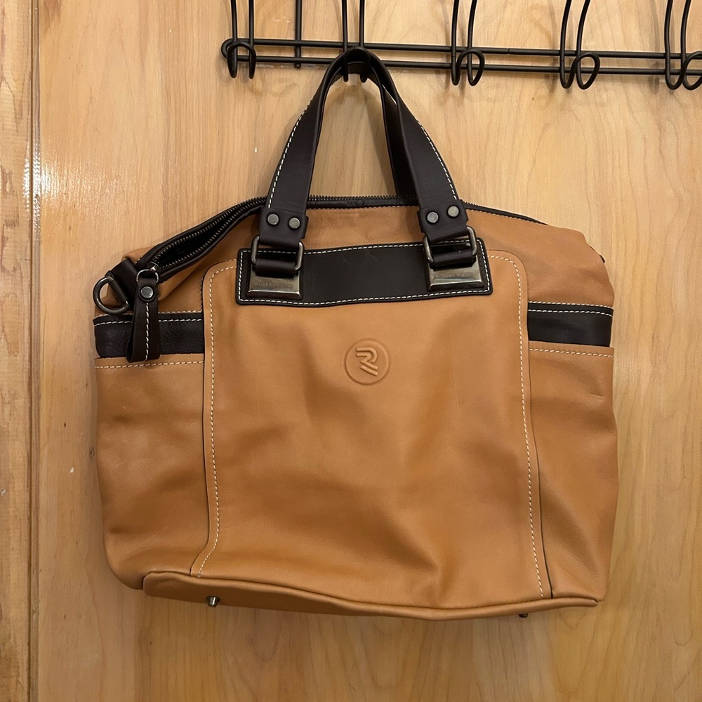 Tan and Black Leather work Bag